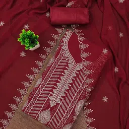 KALINI Geometric Embroidered Unstitched Dress Material-image-19
