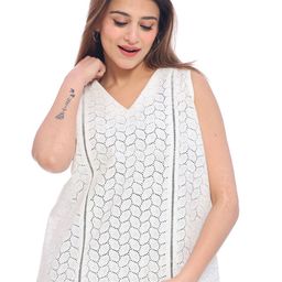 Moda Elementi Women Self Design V-Neck Cotton Top-image-40
