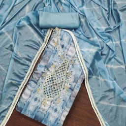 Blissta Floral Printed Beads and Stones Unstitched Dress Material-image-100