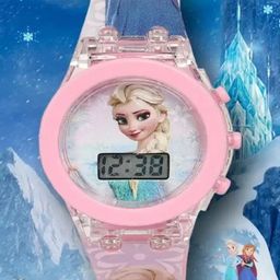 Hala Girls Printed Dial & Textured Straps Digital Watch Pink Frozen Glow-1-14