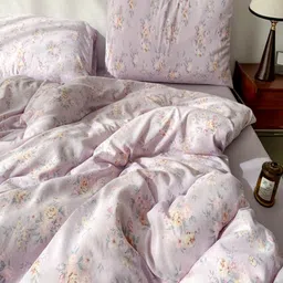 JC HOME Purple & White Floral Polycotton 3 Piece Single Regular Bedding Set-image-95