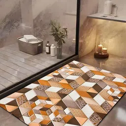 IVAZA Multi Colored Geometric Patterned 233 GSM Bathmat-9