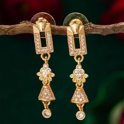 Anouk Gold-Plated Artificial Stones Studded Dome Shaped Drop Earrings-picture-42