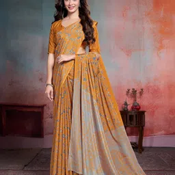 Garden Vareli Floral Printed Pure Crepe Saree-picture-21