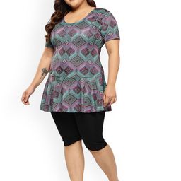 Aarika Plus Size Abstract Printed Swim Set With Goggle image 5
