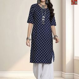 HERE&NOW Selection Of 2 Geometric Printed Round Neck Straight Kurta-image-95