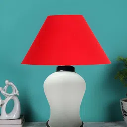 Devansh Red Glass Traditional Frusturical Shaped Table Lamp-1
