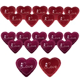 Kuber Industries Red & Maroon 20 Pieces Embroidered Heart Shaped Pre-Filled Cushions-46