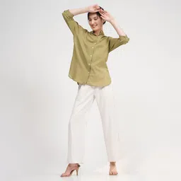 Saltpetre Mandarin Collar Roll-up Sleeves Shirt With Trousers Co-Ords-picture-27