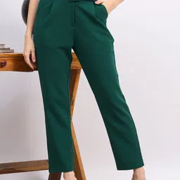 Berrylush Women High-Rise Slim Fit Formal Trousers Comes with a belt-image-18