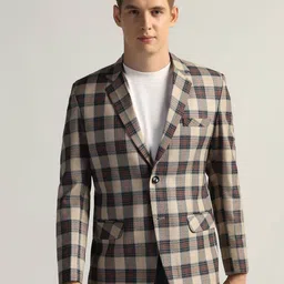 TAHVO Checked Single Breasted Formal Blazer-image-15