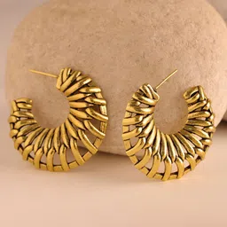 Voylla Gold-Plated Oxidised Quirky Half Hoop Earrings-image-38