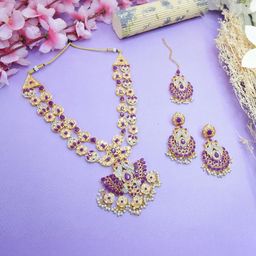 VATSALYA creation Alloy Gold- plated Purple Jewellery Set-37