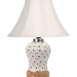 Aura Off White Textured Frustum Shaped Mosaic Glass Table Lamp-2