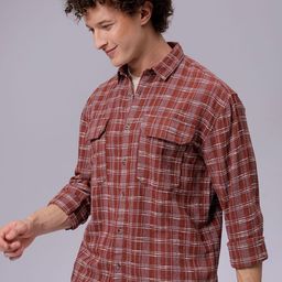 The Indian Garage Co Men Checked Spread Collar Casual Shirt-image-34