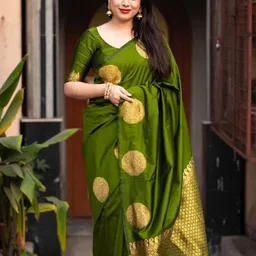 Lookmark Woven Design Zari Banarasi Saree With Blouse Material-picture-13