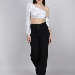 SWISHIN Polka Dot Printed One Shoulder Crop Top-image-53