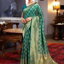Mitera Woven Design Zari Silk Blend Banarasi Saree-image-98