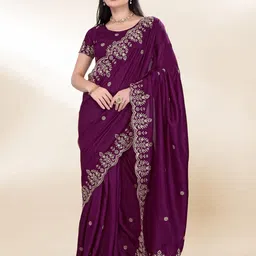 VAIRAGEE Ethnic Motifs Embroidered Saree-image-37