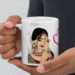Mr UVD White & Beige Printed Ceramic Matte Mugs Set of Cups and Mugs-image-13