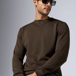 XYXX Men Slim Fit Solid Brown IntelliSmooth Neo Sweatshirt-image-93