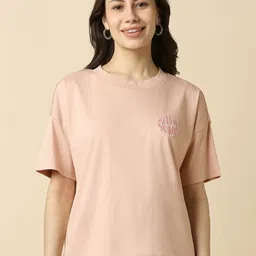 Allen Solly Woman Round Neck Drop-Shoulder Sleeves Cotton T-shirt-image-84