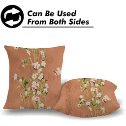 IVAZA Brown & White Set of 5 Floral Square Cushion Covers image 3