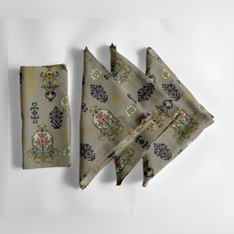 Vargottam 12Pcs Olive & Yellow Printed Cotton Table Napkins-24