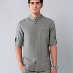 U.S. Polo Assn. Denim Co. Men Classic Fit Solid Band Collar Casual Shirt-image-51