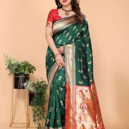 AVANTIKA FASHION Women Ethnic Woven Design Zari Pure Silk Banarasi Saree-image-95