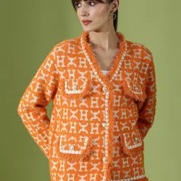 Ziva Fashion Self Design Single Breasted Woolen Overcoat-34