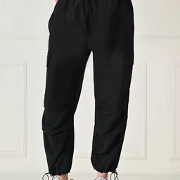 OWL MINK Women Loose Fit High-Rise Cargos Trousers-image-43
