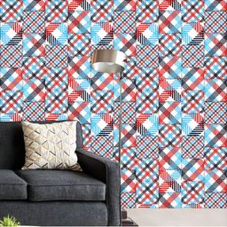 ArtzFolio Printed UV-Resistant Anti-Bacterial Classic Plaid Patchwork Peel & Stick Wallpaper-image-72