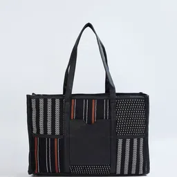 max Women Striped Structured Cotton Shoulder Bag-6