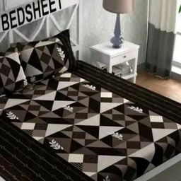 DECENT HOME Brown & White Geometric 220 TC Queen Bedsheet with 2 Pillow Covers-image-52
