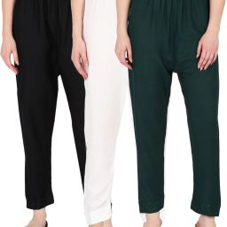 Pack of 3 Women Regular Fit Multicolor Viscose Rayon Trousers-image-17