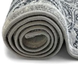 OBSESSIONS Silvertoned and Grey Ethnic Motifs Printed Anti-Static Bedside Runner image 3