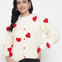 Sugercandy Women Woollen Cardigan with Embroidered Detail-picture-39