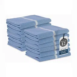LANE LINEN Blue 12 Pieces Striped Pure Cotton Highly Absorbent Kitchen Towels-picture-34