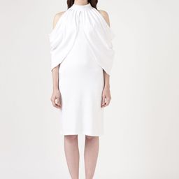 FILMODE Women Solid White Halter Neck Sheath Dress with Detachable Sleeves-image-43