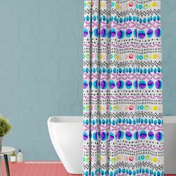 ArtzFolio White & Blue Printed Waterproof Shower Curtain-image-24