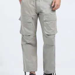 HOUSE OF MAHNOTS Men Relaxed Fit Cargos Trousers-picture-42