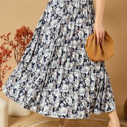 LookShine Women Floral Printed Flared A-Line Maxi Skirt-image-27