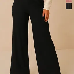 Fabflee Women Pack Of 3 Solid Wide Leg Trousers-picture-39