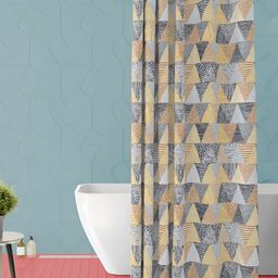 ArtzFolio Beige and Grey Geometric Printed Waterproof Shower Curtain-15