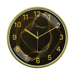 Aura Brown & Gold-Toned Printed Round Contemporary Modern Wall Clock-image-38