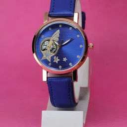 VIRAKTI Women Brass Printed Dial & Leather Straps Analogue Watch F-69-BLUE-P-image-83