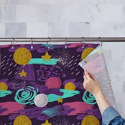 ArtzFolio Purple & Yellow Abstract Printed Waterproof Shower Curtain-3