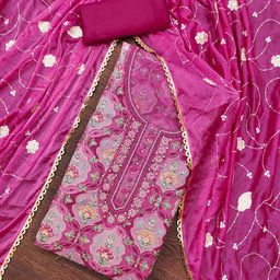 SHADOW & SAINING Floral Printed Sequinned Organza Unstitched Dress Material-image-71