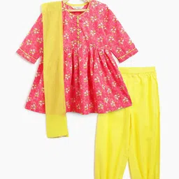 Campana Girls Floral Printed Empire Pure Cotton Kurta with Salwar & With Dupatta-picture-42